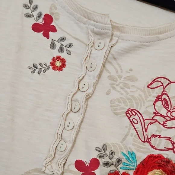 Disney's Thumper  Cream Floral Embroidered Long Sleeve Top - Picture 6 of 11